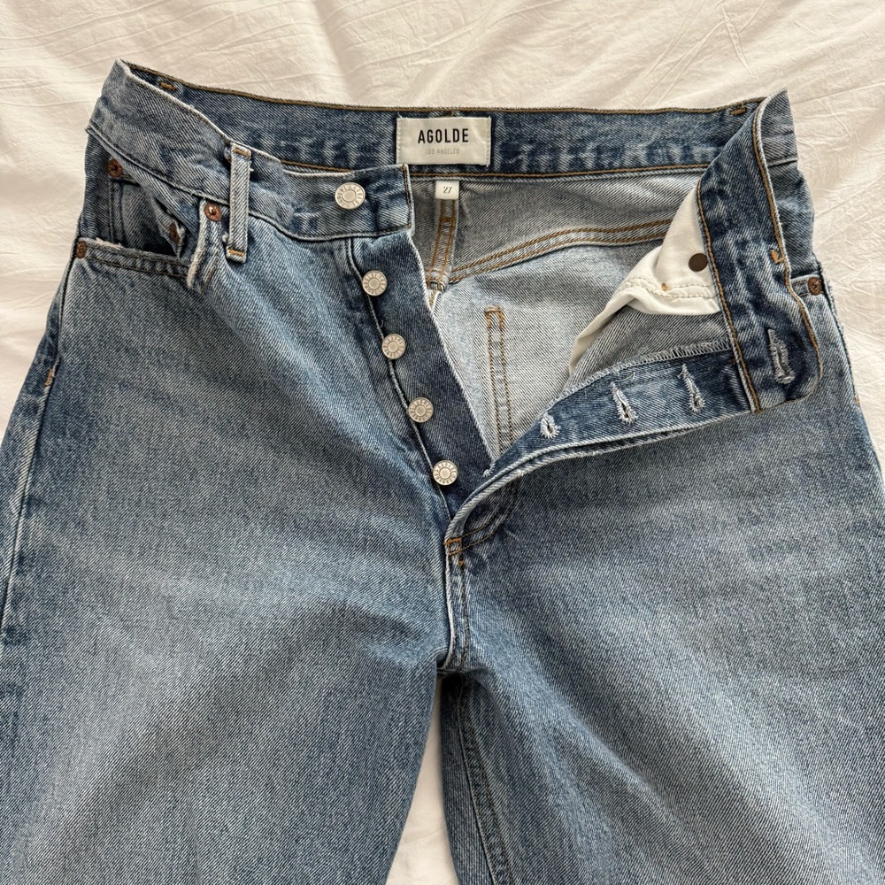 AGOLDE Pinch Waist 90s High Rise Straight Jean in Rule, Size 27 - Picture 10 of 10